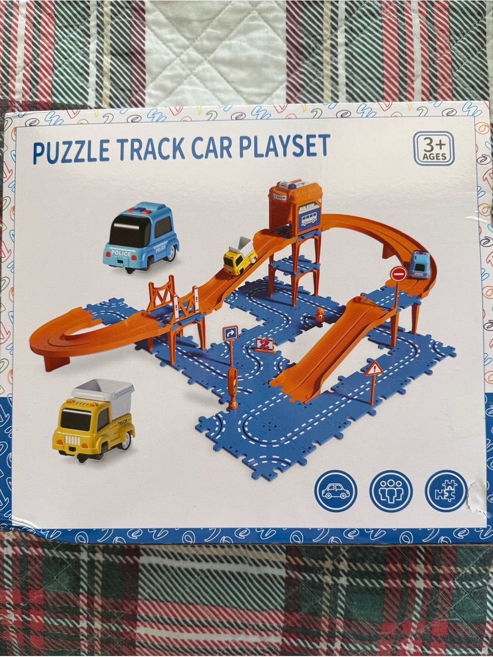 Dolooowee Puzzle Track Car Playset YH010A-A4 Ages 3-4 Blue Orange